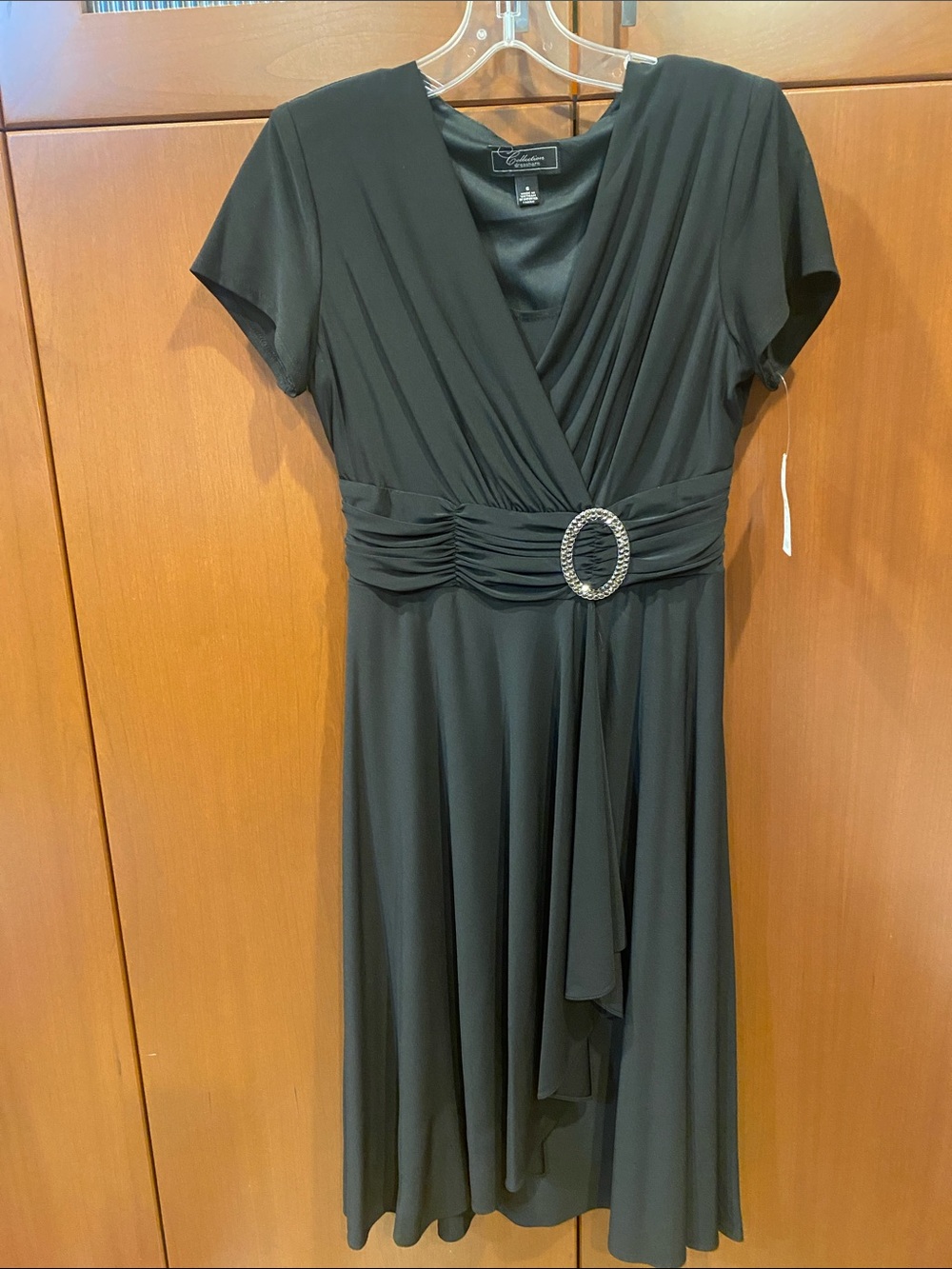 Collection Dress Barn Black Faux-Wrap Dress with Decorative Buckle